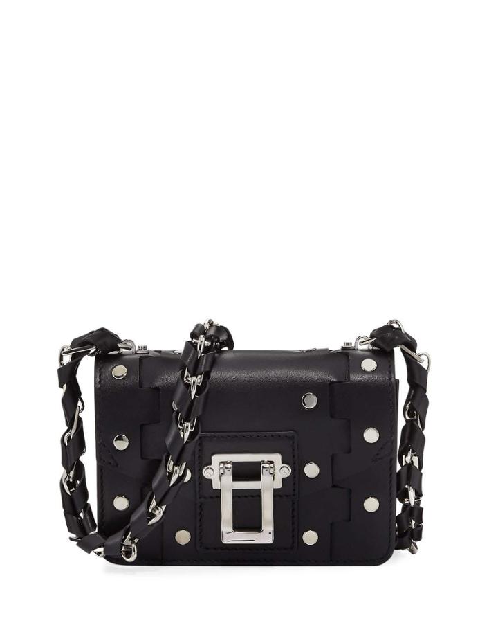 Hava Chain Leather Crossbody Bag, Black