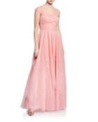 Layered Pleated Tulle Gown