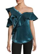 Sleeveless Asymmetric Velvet Frill