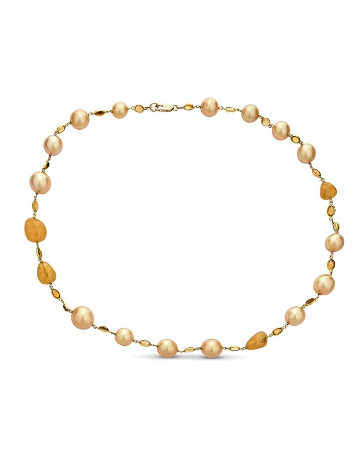 18k South Sea Golden Pearl Necklace,