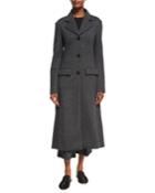 M&eacute;lange Wool Flare-back Coat, Charcoal