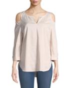 Agnes Cold-shoulder Poplin Blouse, Pink