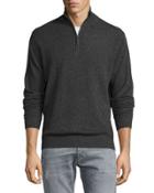 Cashmere Zip-neck Sweater, Charcoal