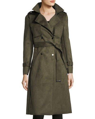 Faux-suede Trench Jacket