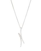 18k White Gold Diamond Curved Bar Pendant Necklace