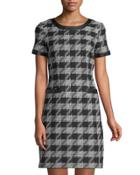 Short-sleeve Houndstooth-tweed