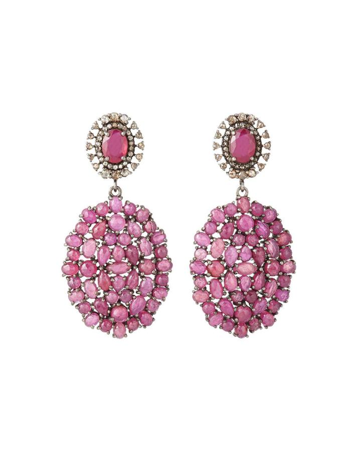 Mixed-cut Ruby Double-drop Earrings