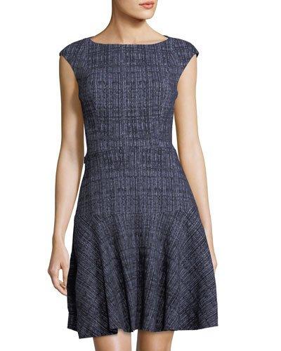 Striated Fit-and-flare Knit Dress