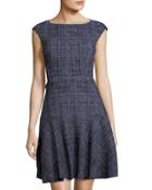 Striated Fit-and-flare Knit Dress