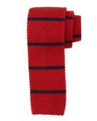 Thin-stripe Wool Tie, Red/navy