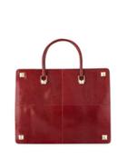 Lizard-embossed Large Tote Bag, Burgundy