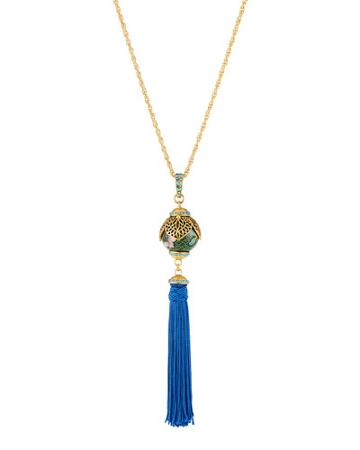 Enamel Cloisonn&eacute; Tassel Pendant Necklace