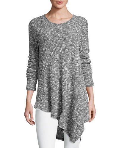 Asymmetric Hem Sweater, Black/white