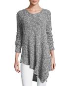 Asymmetric Hem Sweater, Black/white