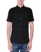 Short-sleeve Button-down Shirt W/red