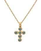Juju 24k Blue Topaz Cross Pendant Necklace
