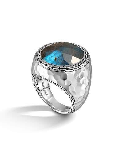 Palu Silver Large Oval Labradorite Ring,