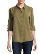 Aiden Button-up Blouse, Olive