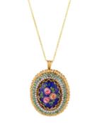 Lc Estate Jewelry Collection Estate 18k Diamond, Emerald & Enamel Convertible Brooch & Pendant Necklace, Women's