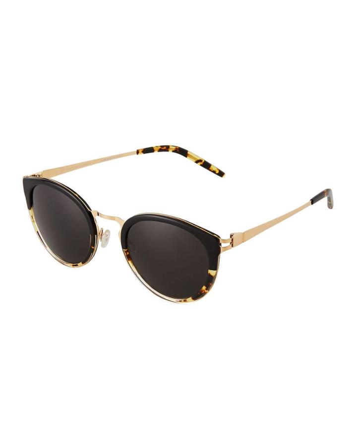Round Semi-tortoiseshell Acetate/metal