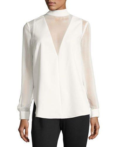 Sheer Choker-neck Blouse