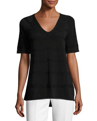 Staggered Links Striped Short-sleeve