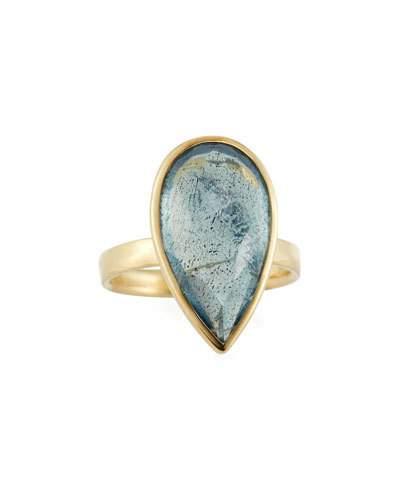 18k Rock Candy&reg; Medium Teardrop Ring W/ Topaz & Labradorite Doublet,