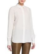 Odette Pintuck Button-front Blouse