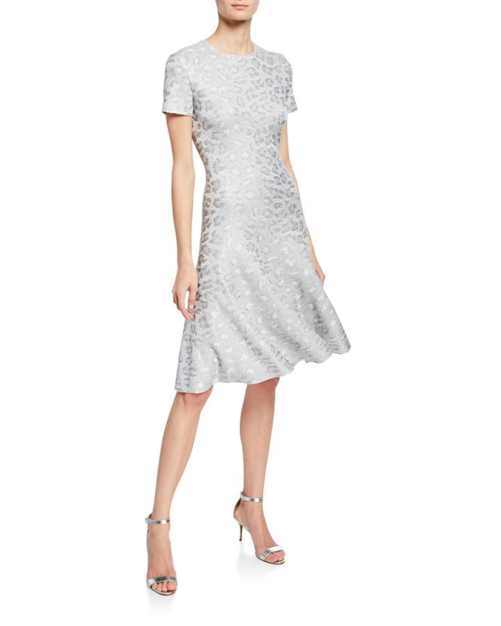 Sequin Animal Jacquard Fit-&-flare Dress