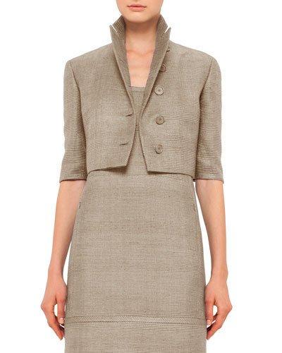 Half-sleeve Button-front Cropped Jacket, Cord