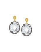Two-tone Oval Crystal Drop Earrings
