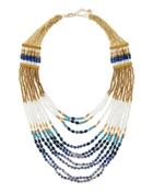 Long Multi-strand Beaded Statement Necklace,