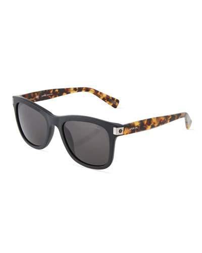 Two-tone Square Plastic Sunglasses, Black