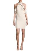 Ebony Cold-shoulder Cocktail Dress, Champagne