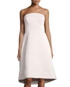 Strapless Structured Cocktail Dress, Beige