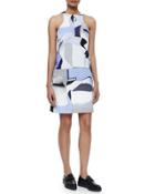 Sleeveless Paper-print Zip-front