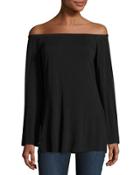 Off-the-shoulder Jersey Tunic, Black