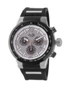 Novara Men's Watch W/ Silicone Strap, Black/silvertone