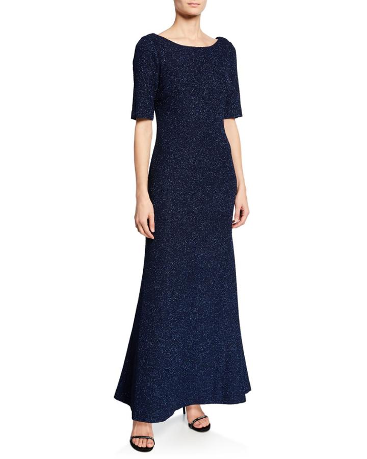 Sparkle Knit Drape-back Gown