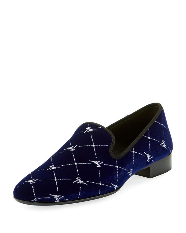 Men's Logo-beaded Velvet Formal