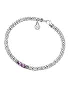 Bedeg Silver Lava Beaded Pink Sapphire Bracelet,
