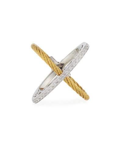 Crisscross Diamond Cable Ring, Yellow,