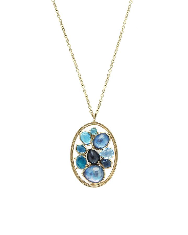 18k Rock Candy Double-wire Cluster Pendant Necklace In