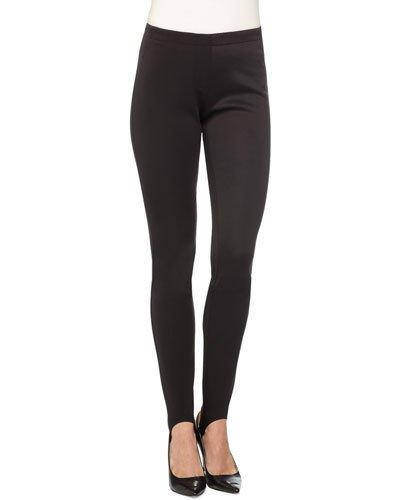 Skinny Neoprene Stirrup Pants, Black