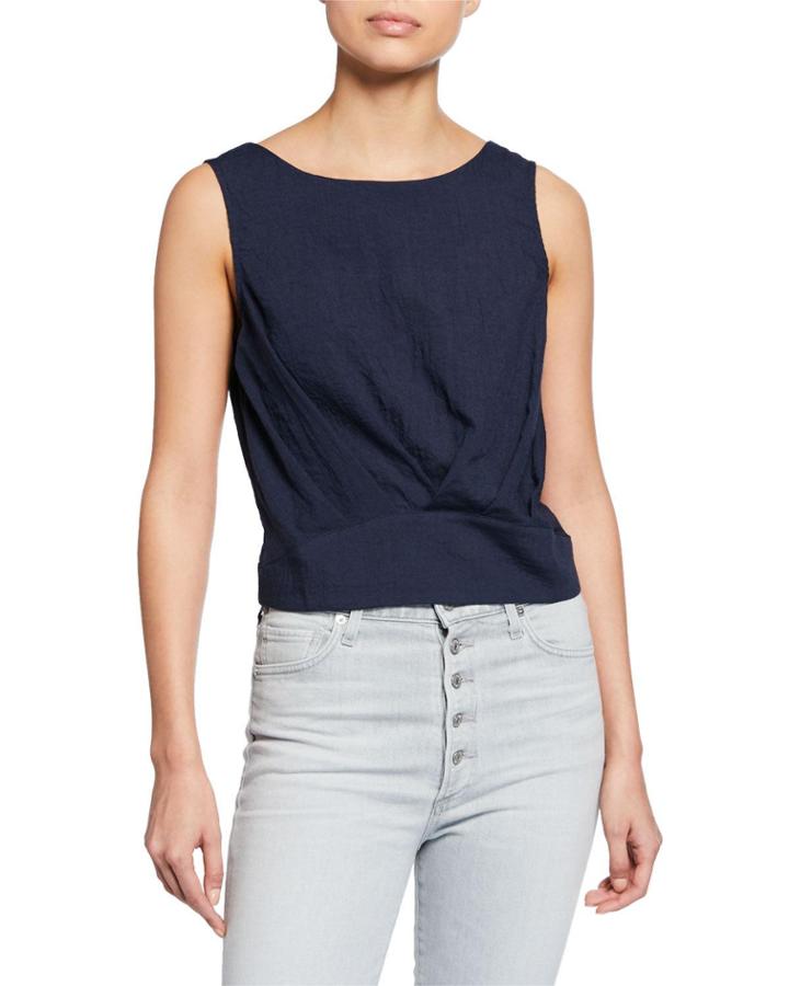 Button-back Pleated Tank Top