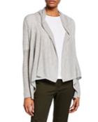 Ribbed Drape-front Wool-cashmere Cardigan