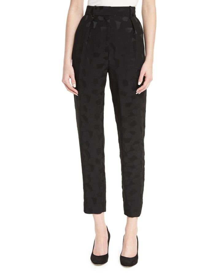 Mosaic Jacquard Pleat-front Ankle Pants