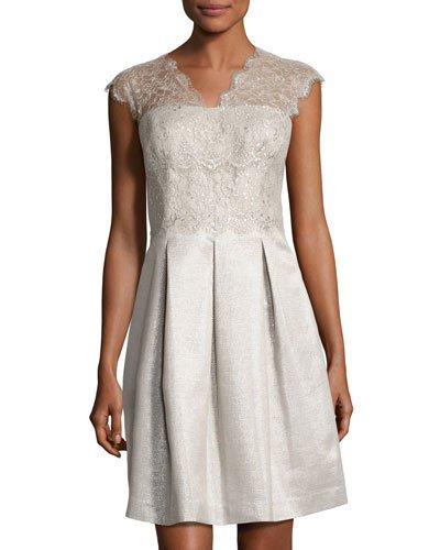 Fit-and-flare Lace-trim Dress,