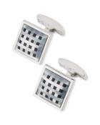 Square Enamel & Mother-of-pearl Plaid Cuff