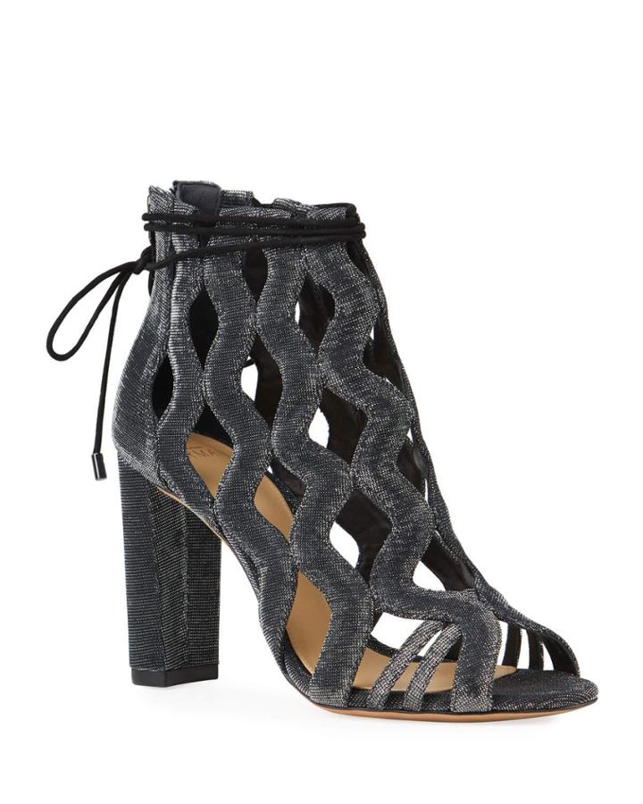 Loreta Metallic Cage Peep-toe Pumps